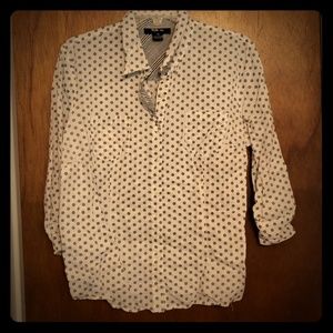 3/4 length polka dot button up